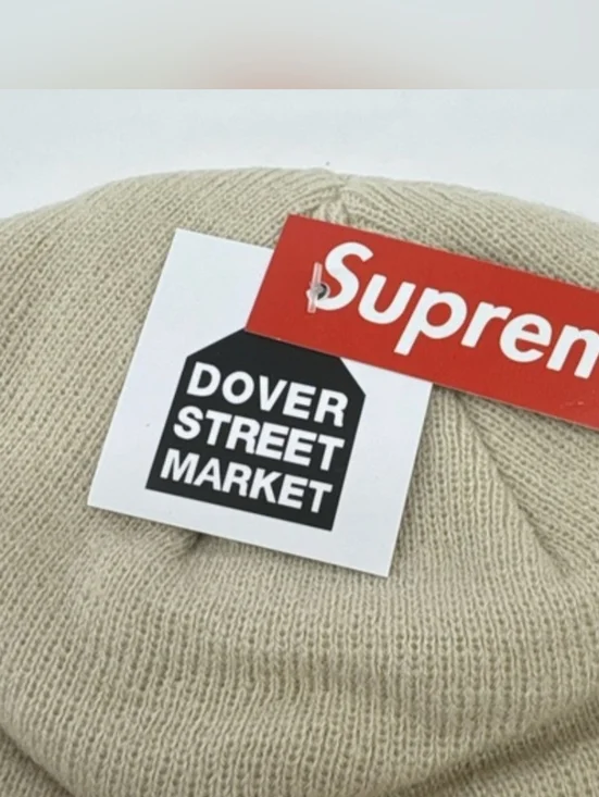 Supreme x New Era Box Logo Beanie – Stone / Beige (FW24) Brand New - Picture 4 of 11